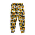 White And Black Stripe Sunflower Print Sweatpants