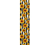 White And Black Stripe Sunflower Print Table Runner