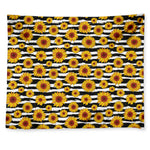 White And Black Stripe Sunflower Print Tapestry