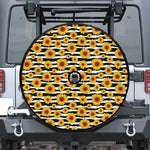 White And Black Stripe Sunflower Print Tire Cover With Camera Hole