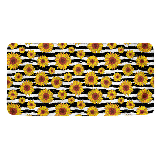 White And Black Stripe Sunflower Print Towel