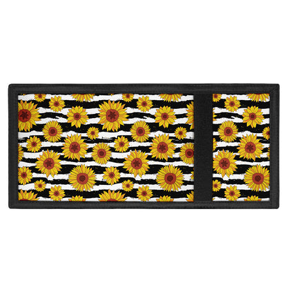 White And Black Stripe Sunflower Print Trifold Wallet