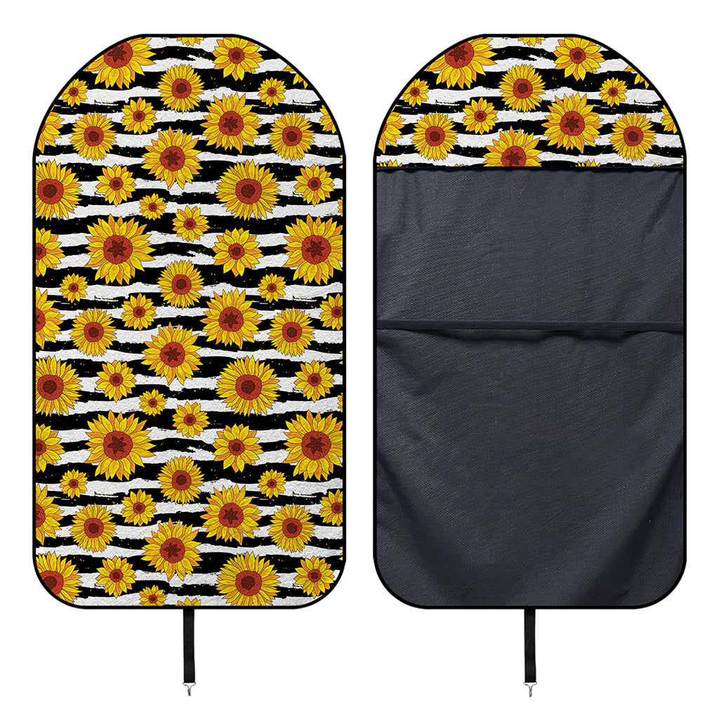 White And Black Stripe Sunflower Print Waterproof Car Seat Cover