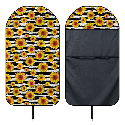 White And Black Stripe Sunflower Print Waterproof Car Seat Cover