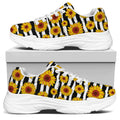 White And Black Stripe Sunflower Print White Chunky Shoes