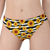 White And Black Stripe Sunflower Print Women's Panties