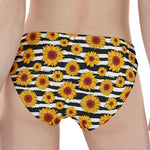 White And Black Stripe Sunflower Print Women's Panties