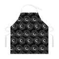 White And Black Sunflower Pattern Print Adjustable Apron