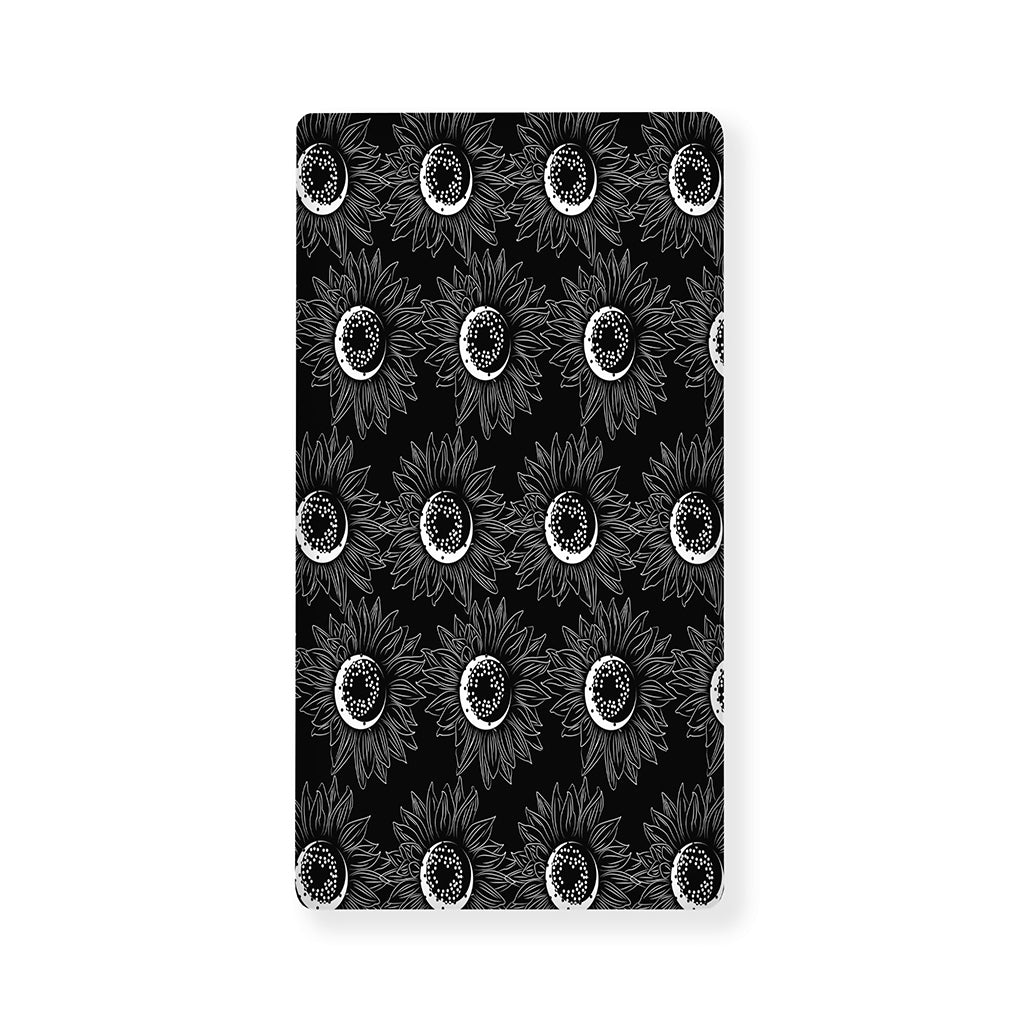 White And Black Sunflower Pattern Print Baby Crib Sheet