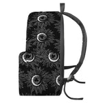 White And Black Sunflower Pattern Print Backpack