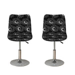White And Black Sunflower Pattern Print Bar Stool Covers