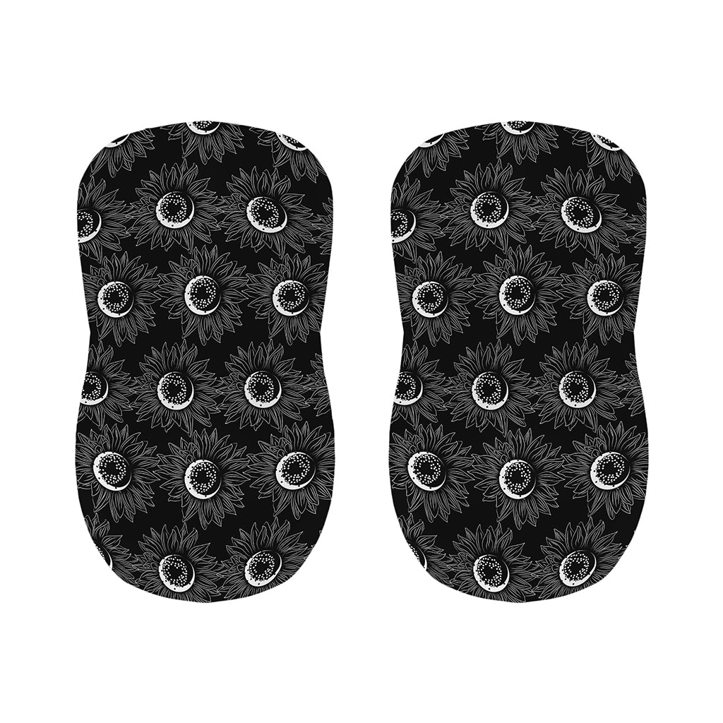 White And Black Sunflower Pattern Print Bar Stool Covers