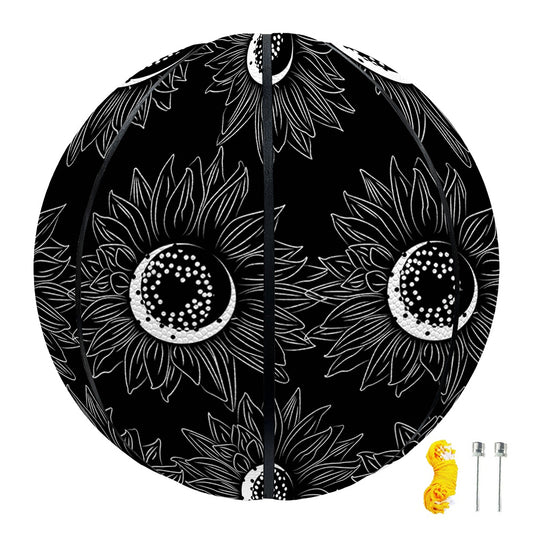 White And Black Sunflower Pattern Print Basketball