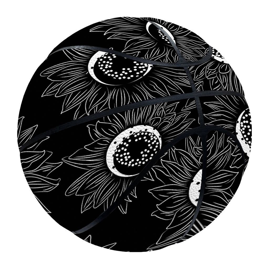 White And Black Sunflower Pattern Print Basketball