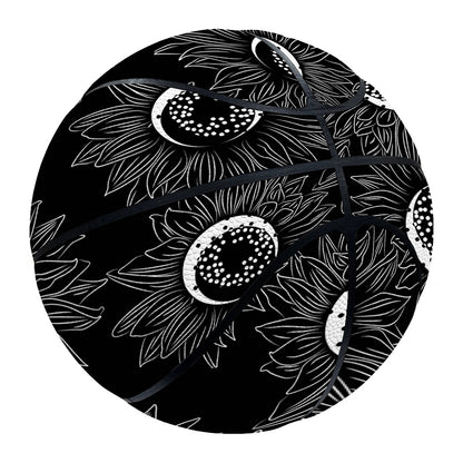 White And Black Sunflower Pattern Print Basketball