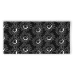 White And Black Sunflower Pattern Print Beach Towel