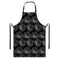 White And Black Sunflower Pattern Print Bib Apron With Pocket