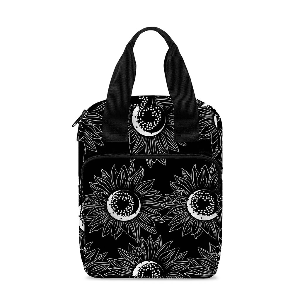 White And Black Sunflower Pattern Print Bible Tote Bag
