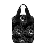 White And Black Sunflower Pattern Print Bible Tote Bag