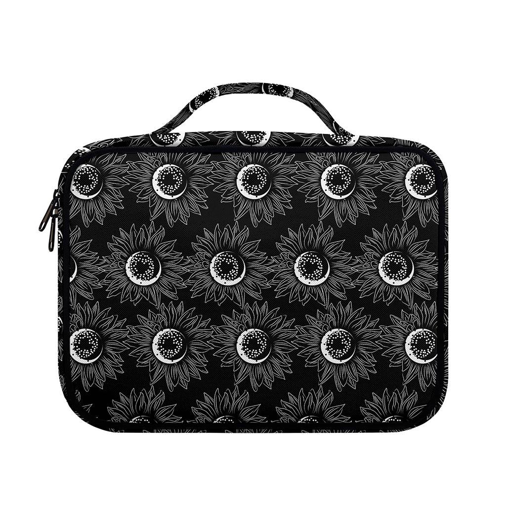White And Black Sunflower Pattern Print Briefcase Bible Bag