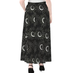 White And Black Sunflower Pattern Print Chiffon Maxi Skirt