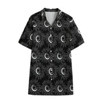 White And Black Sunflower Pattern Print Cotton Hawaiian Shirt