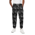 White And Black Sunflower Pattern Print Cotton Sweatpants
