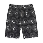 White And Black Sunflower Pattern Print Cotton Shorts