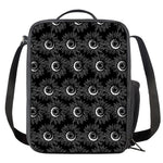 White And Black Sunflower Pattern Print Crossbody Lunch Bag