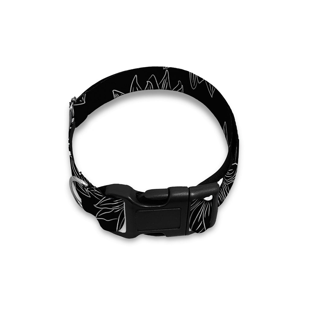White And Black Sunflower Pattern Print Dog Collar