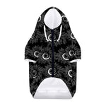 White And Black Sunflower Pattern Print Dog Zip Up Hoodie