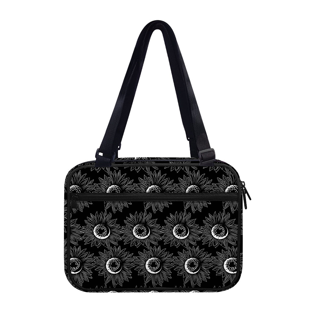 White And Black Sunflower Pattern Print Double Strap Bible Bag