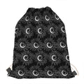 White And Black Sunflower Pattern Print Drawstring Bag