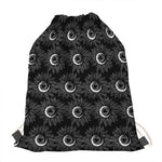White And Black Sunflower Pattern Print Drawstring Bag