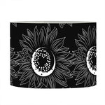 White And Black Sunflower Pattern Print Drum Lamp Shade