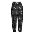 White And Black Sunflower Pattern Print Fleece Lined Knit Pants