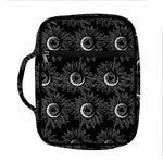 White And Black Sunflower Pattern Print Front Pocket Bible Bag