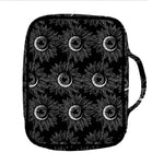 White And Black Sunflower Pattern Print Front Pocket Bible Bag