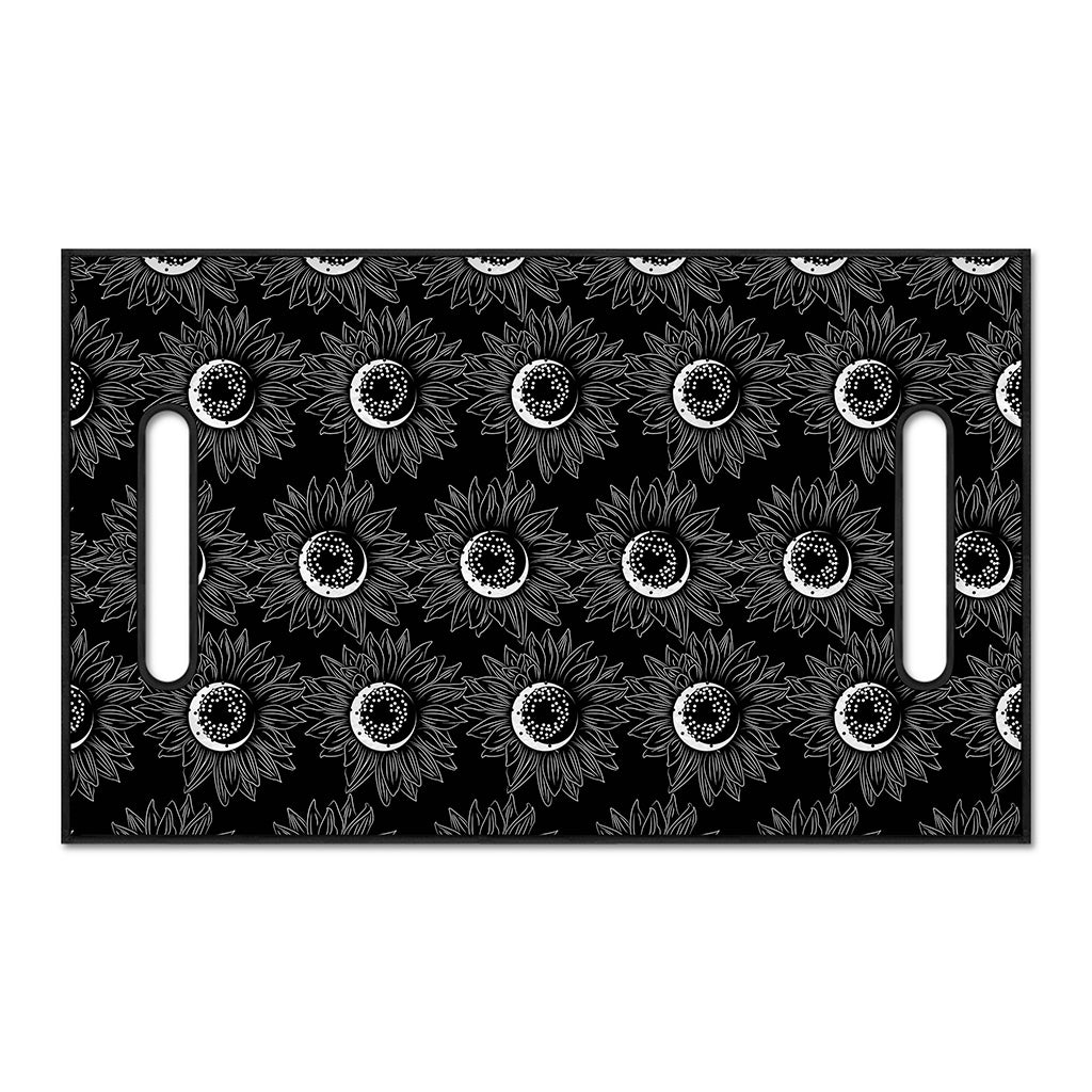 White And Black Sunflower Pattern Print Golf Cart Seat Cover