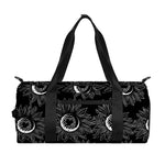 White And Black Sunflower Pattern Print Gym Bag