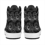 White And Black Sunflower Pattern Print High Top Leather Sneakers