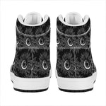 White And Black Sunflower Pattern Print High Top Leather Sneakers