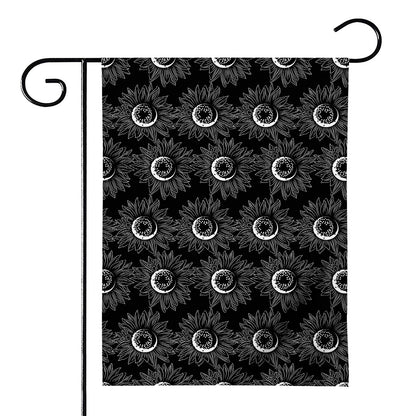 White And Black Sunflower Pattern Print House Flag