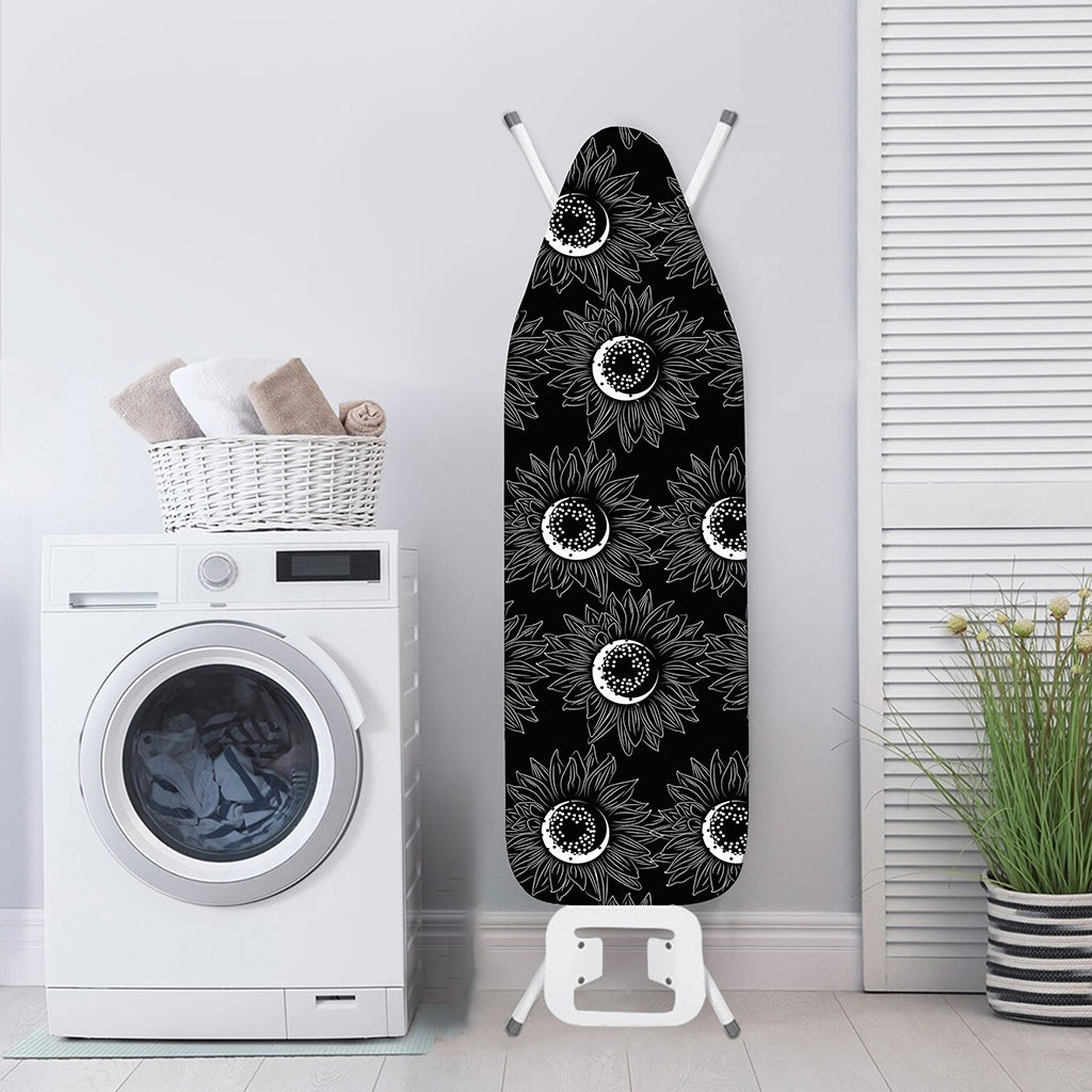 White And Black Sunflower Pattern Print Ironing Board Cover