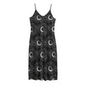 White And Black Sunflower Pattern Print Jersey Midi Cami Dress