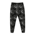 White And Black Sunflower Pattern Print Jogger Pants
