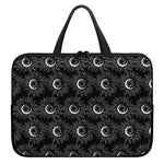 White And Black Sunflower Pattern Print Laptop Sleeve With Handle