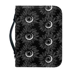 White And Black Sunflower Pattern Print Leather Bible Cover