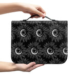 White And Black Sunflower Pattern Print Leather Bible Cover