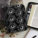 White And Black Sunflower Pattern Print Leather Bible Cover